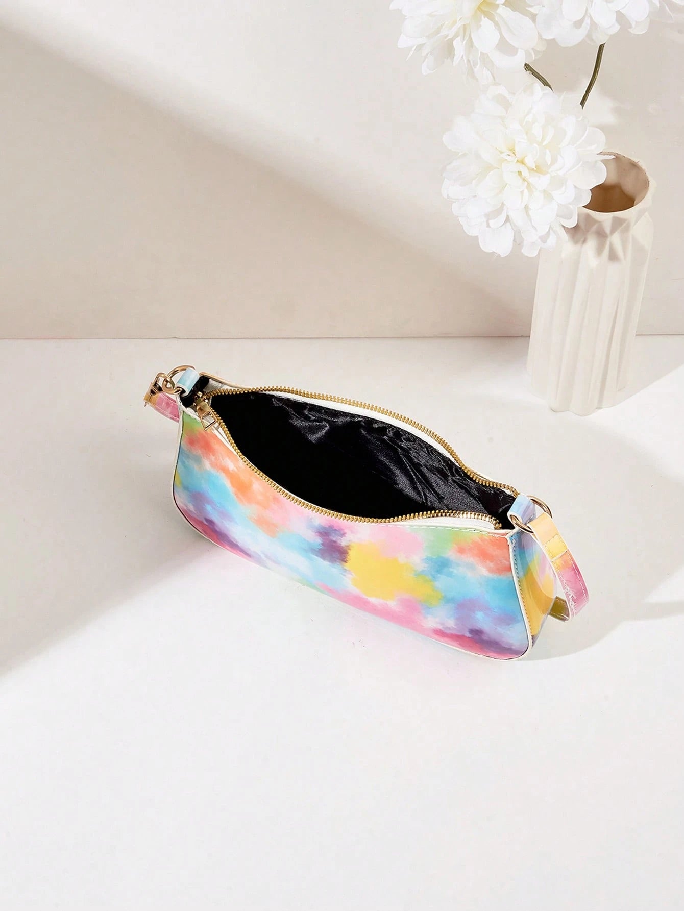 Artificial Patent Leather Minimalist Hobo Bag, Perfect For Music Festival