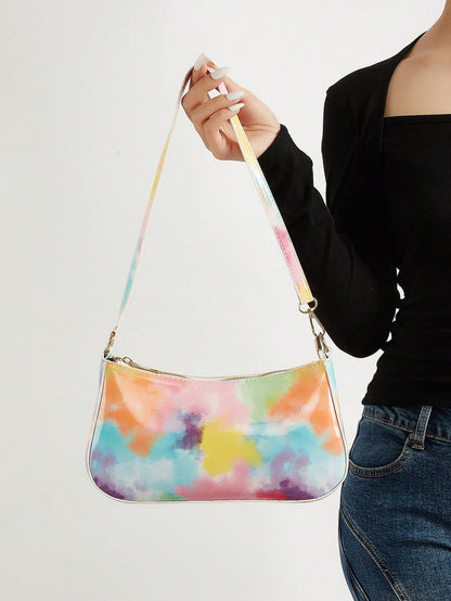 Artificial Patent Leather Minimalist Hobo Bag, Perfect For Music Festival
