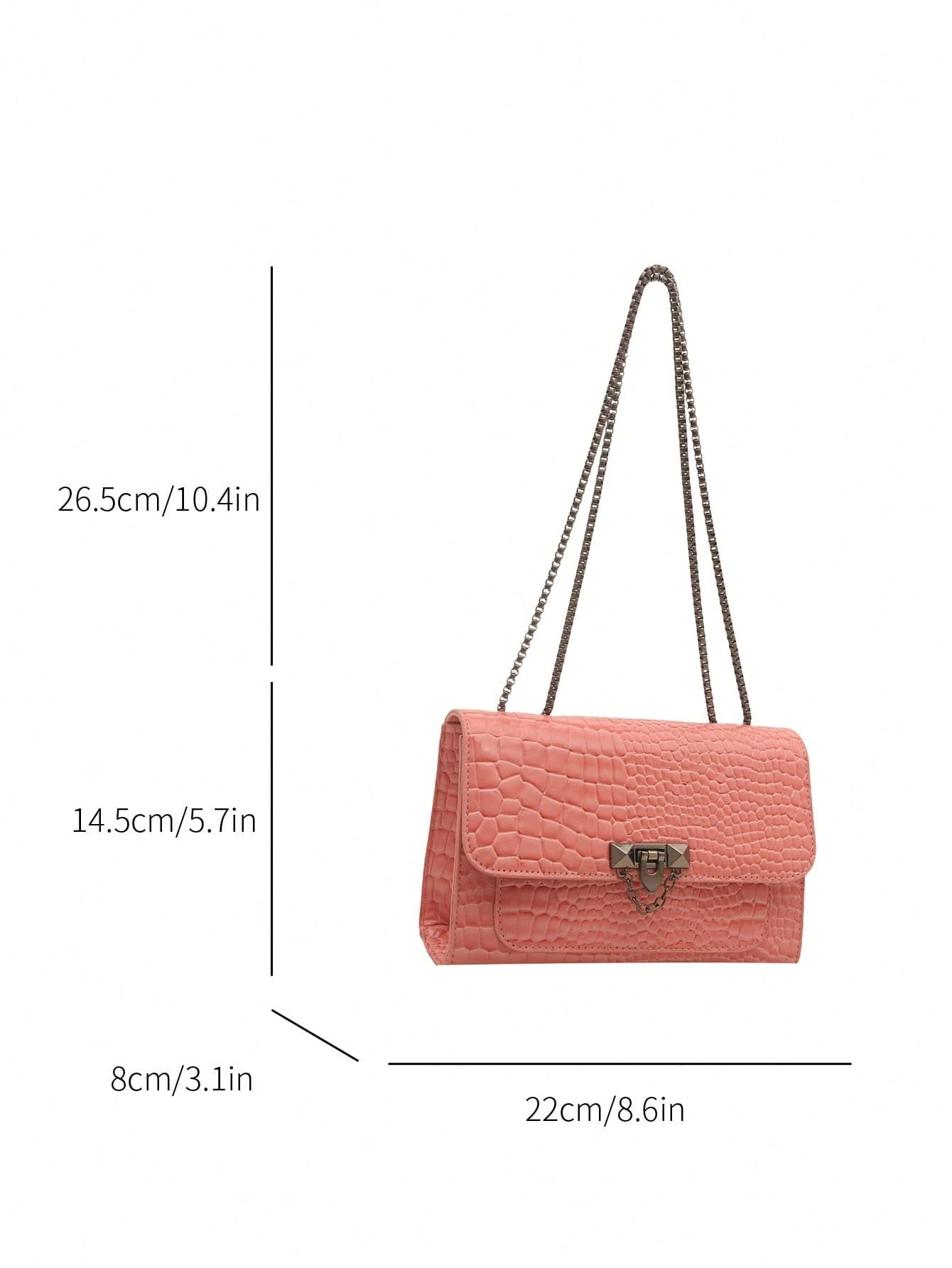 1pc Minimalist Fashion Indentation Diamond Shape Square Bag Lock Closure Flap Opening Metal Chain Shoulder Bag Suitable For Women's Daily Casual Use