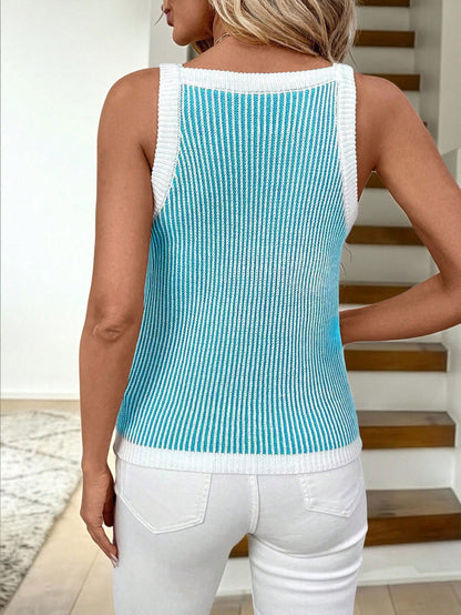 Easowa Women Striped Casual Knitted Camisole Top For Autumn/Winter