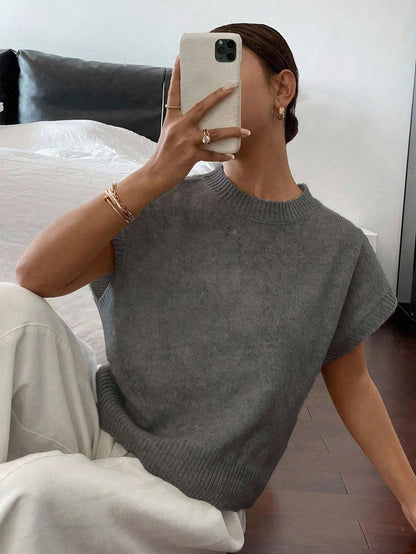 Siren Gaze Women's Casual Elegant Short Sleeve Knit Sweater, Suitable For Summer,Knitted Sweater