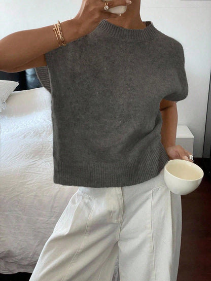 Siren Gaze Women's Casual Elegant Short Sleeve Knit Sweater, Suitable For Summer,Knitted Sweater