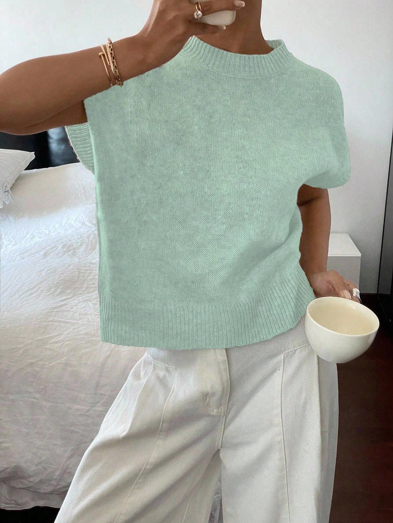 Siren Gaze Women's Casual Elegant Short Sleeve Knit Sweater, Suitable For Summer,Knitted Sweater