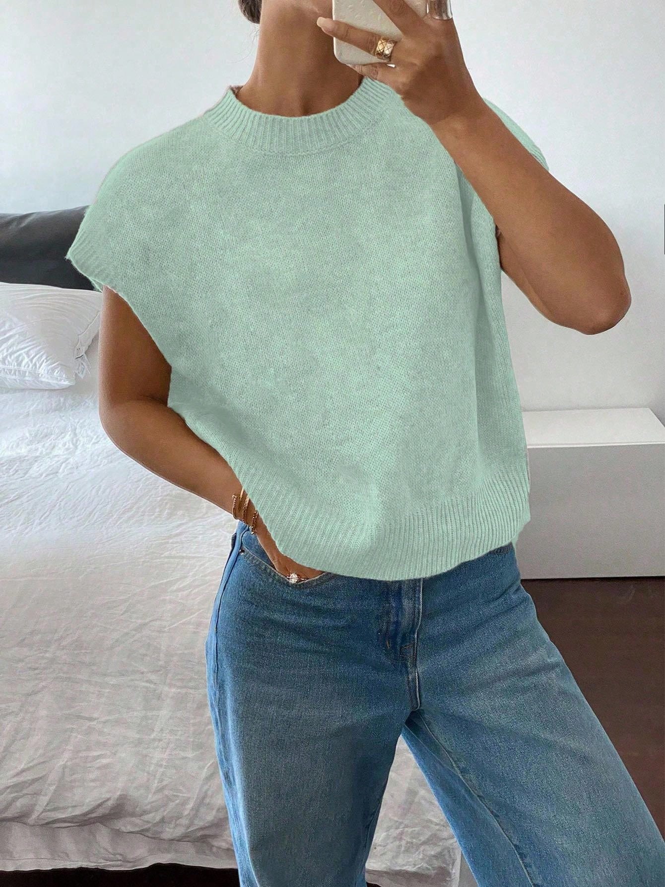 Siren Gaze Women's Casual Elegant Short Sleeve Knit Sweater, Suitable For Summer,Knitted Sweater