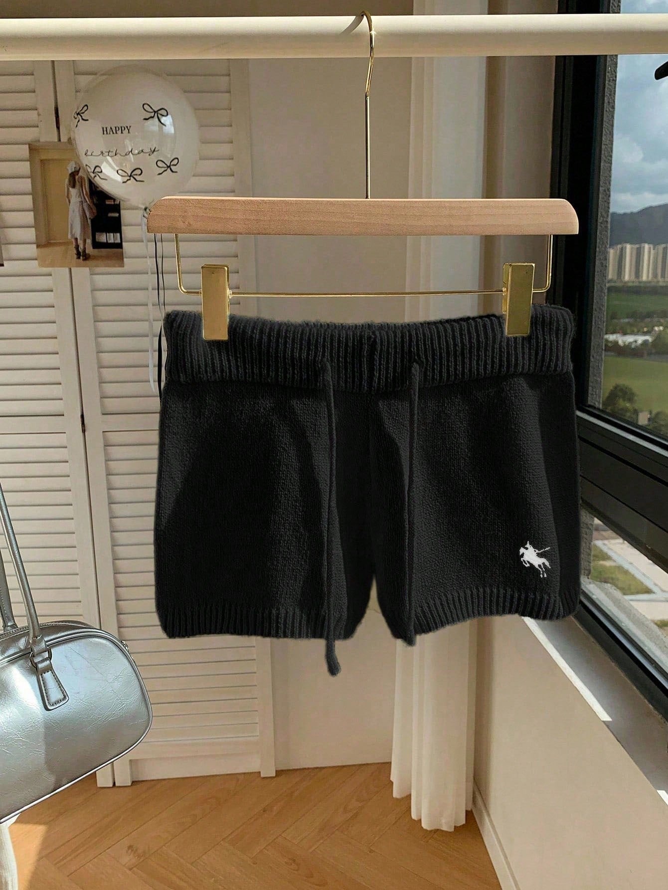 Comfortcana Women Casual Skinny Knit Pants, Versatile, Small Logo Embroidered