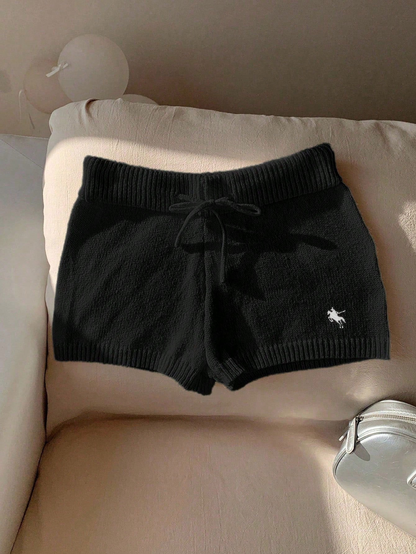 Comfortcana Women Casual Skinny Knit Pants, Versatile, Small Logo Embroidered