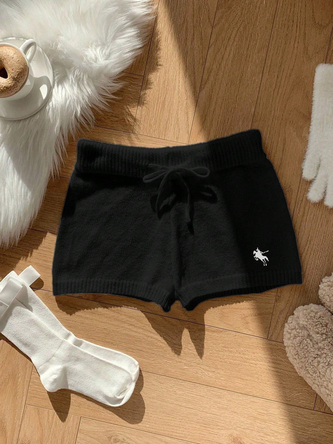 Comfortcana Women Casual Skinny Knit Pants, Versatile, Small Logo Embroidered