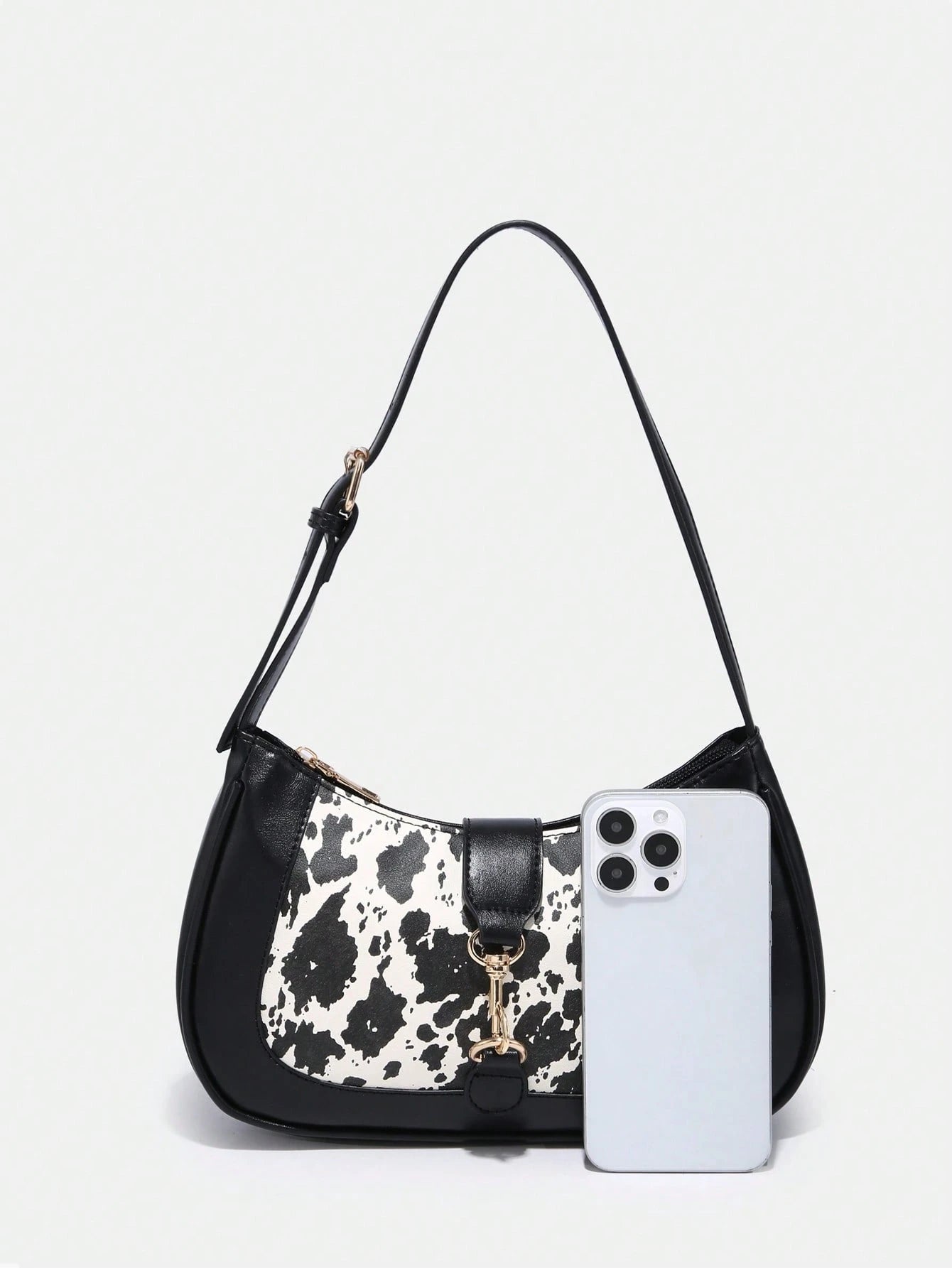 1pc Novachic Women Floral Fabric Casual Shoulder Bag, Zipper Closure, Vintage Style, Underarm Bag, Suitable For Various Occasions