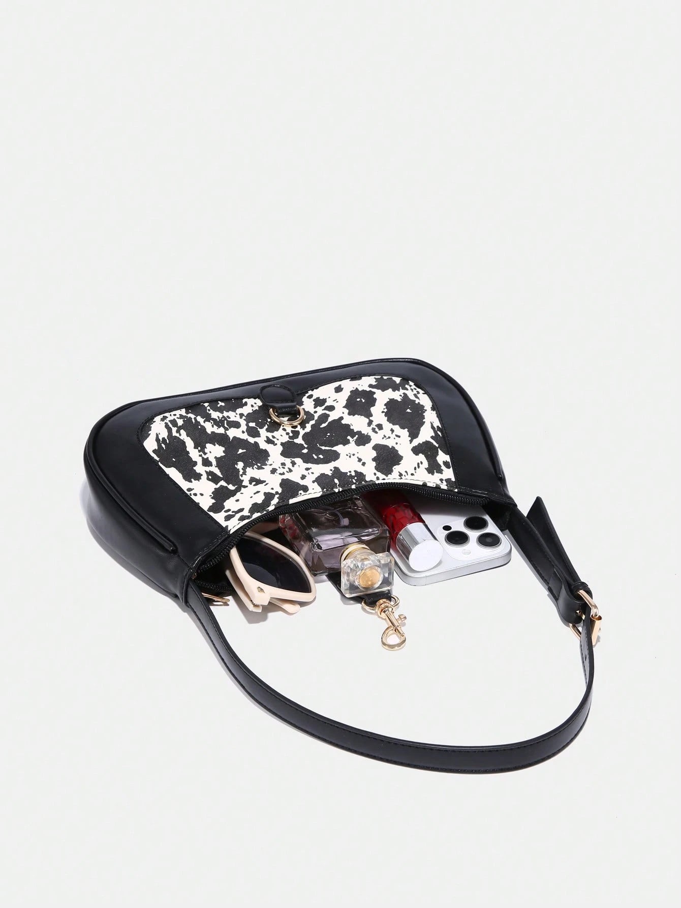 1pc Novachic Women Floral Fabric Casual Shoulder Bag, Zipper Closure, Vintage Style, Underarm Bag, Suitable For Various Occasions