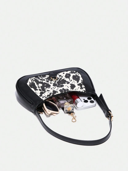 1pc Novachic Women Floral Fabric Casual Shoulder Bag, Zipper Closure, Vintage Style, Underarm Bag, Suitable For Various Occasions