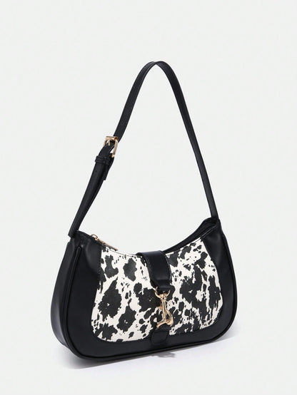 1pc Novachic Women Floral Fabric Casual Shoulder Bag, Zipper Closure, Vintage Style, Underarm Bag, Suitable For Various Occasions