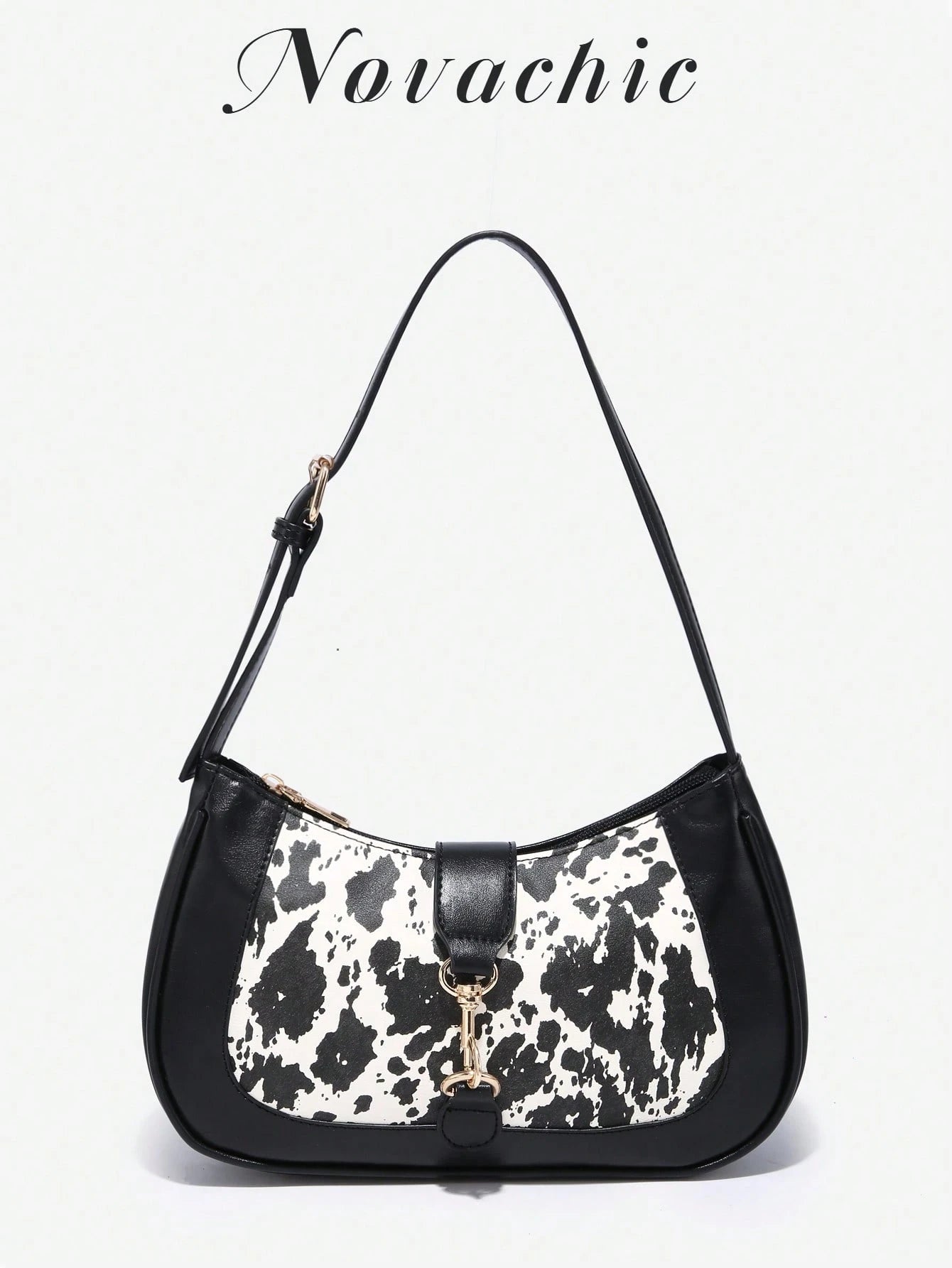 1pc Novachic Women Floral Fabric Casual Shoulder Bag, Zipper Closure, Vintage Style, Underarm Bag, Suitable For Various Occasions