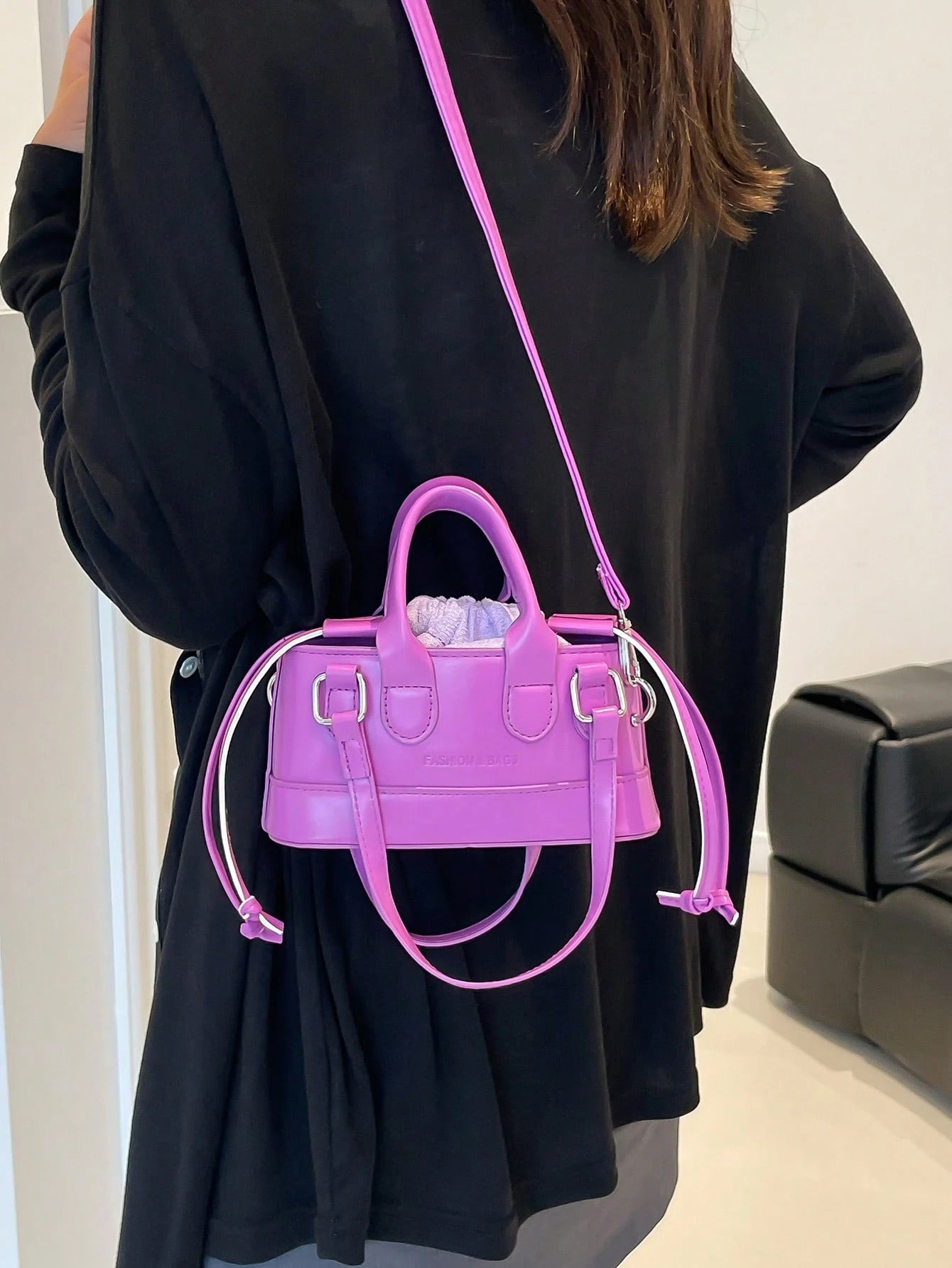 Crocodile Embossed Bucket Bag Mini Drawstring Design Funky