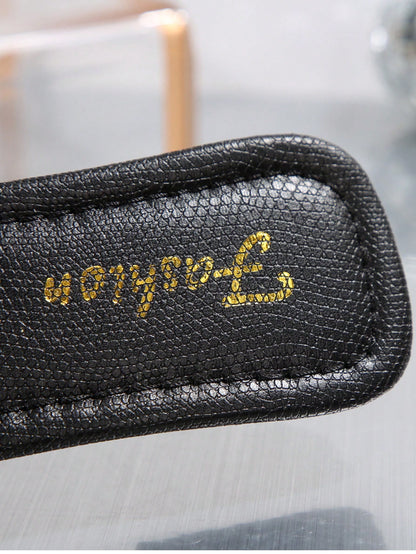 New Plus Size Luxury Anti-Slip Square Toe Mule Rhinestone & Pearl Embellished Fashion Versatile Women Beach Vacation Sandals