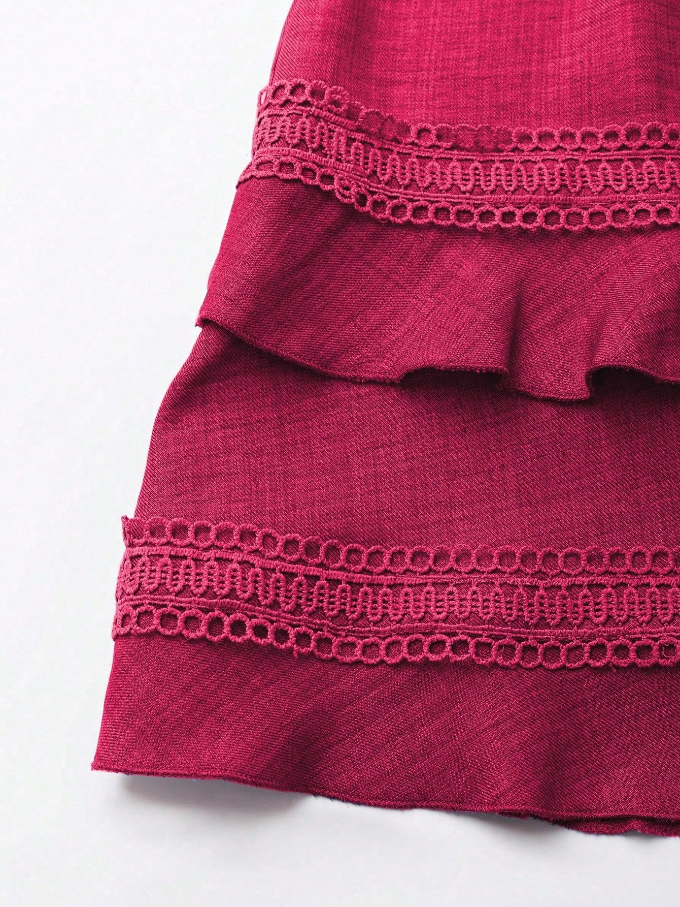 SHEIN Clasi Women's Solid Color Lace Trim Puff Sleeve Mini Dress, Summer