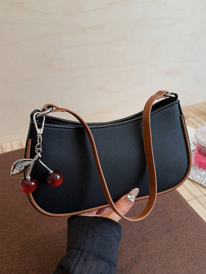 1pc Solid Color PU Leather Shoulder Bag For Women, Versatile Crossbody Bag For Commuting, Adjustable Shoulder Strap