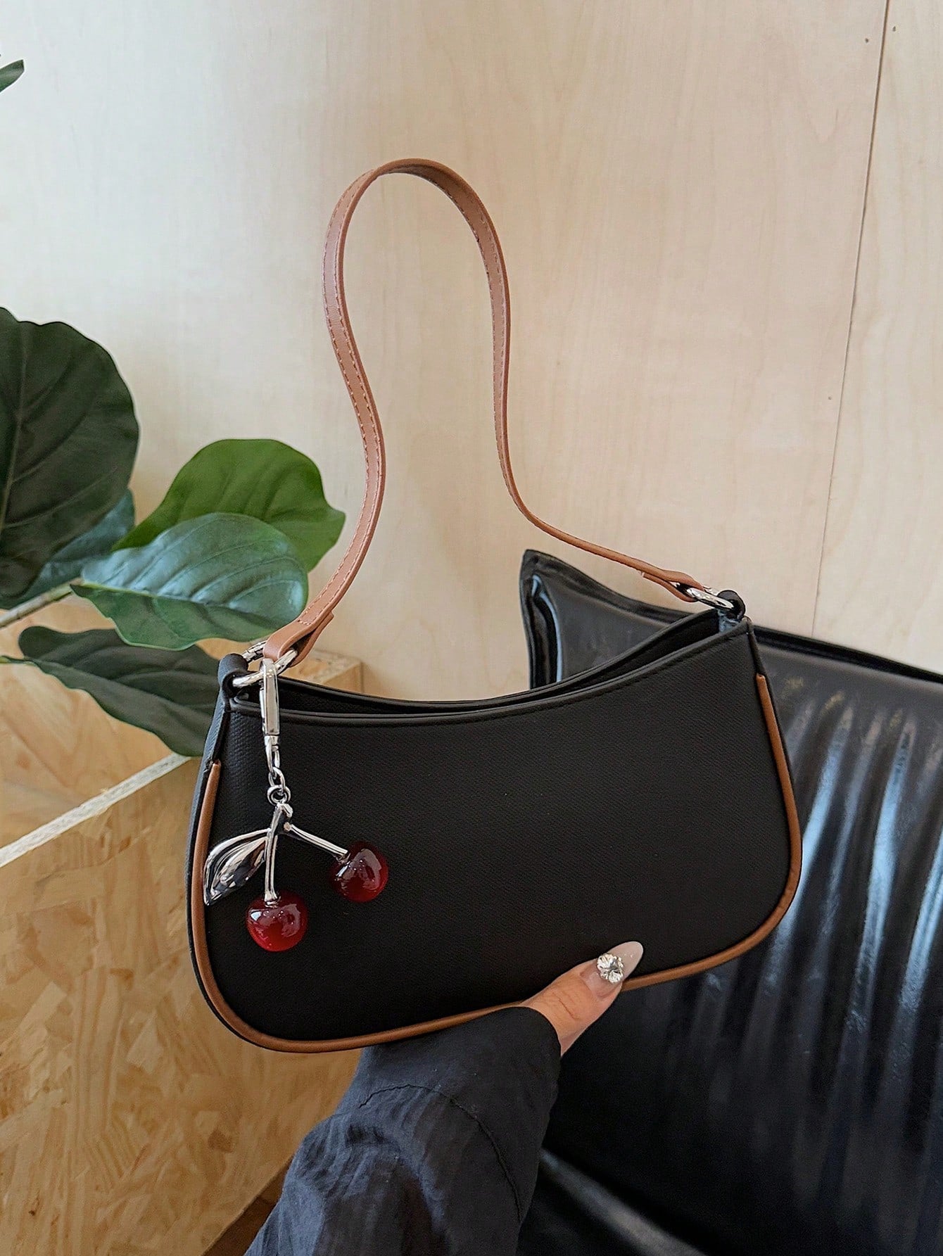 1pc Solid Color PU Leather Shoulder Bag For Women, Versatile Crossbody Bag For Commuting, Adjustable Shoulder Strap
