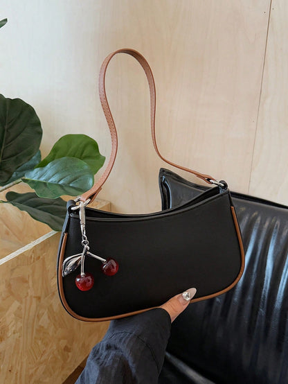 1pc Solid Color PU Leather Shoulder Bag For Women, Versatile Crossbody Bag For Commuting, Adjustable Shoulder Strap