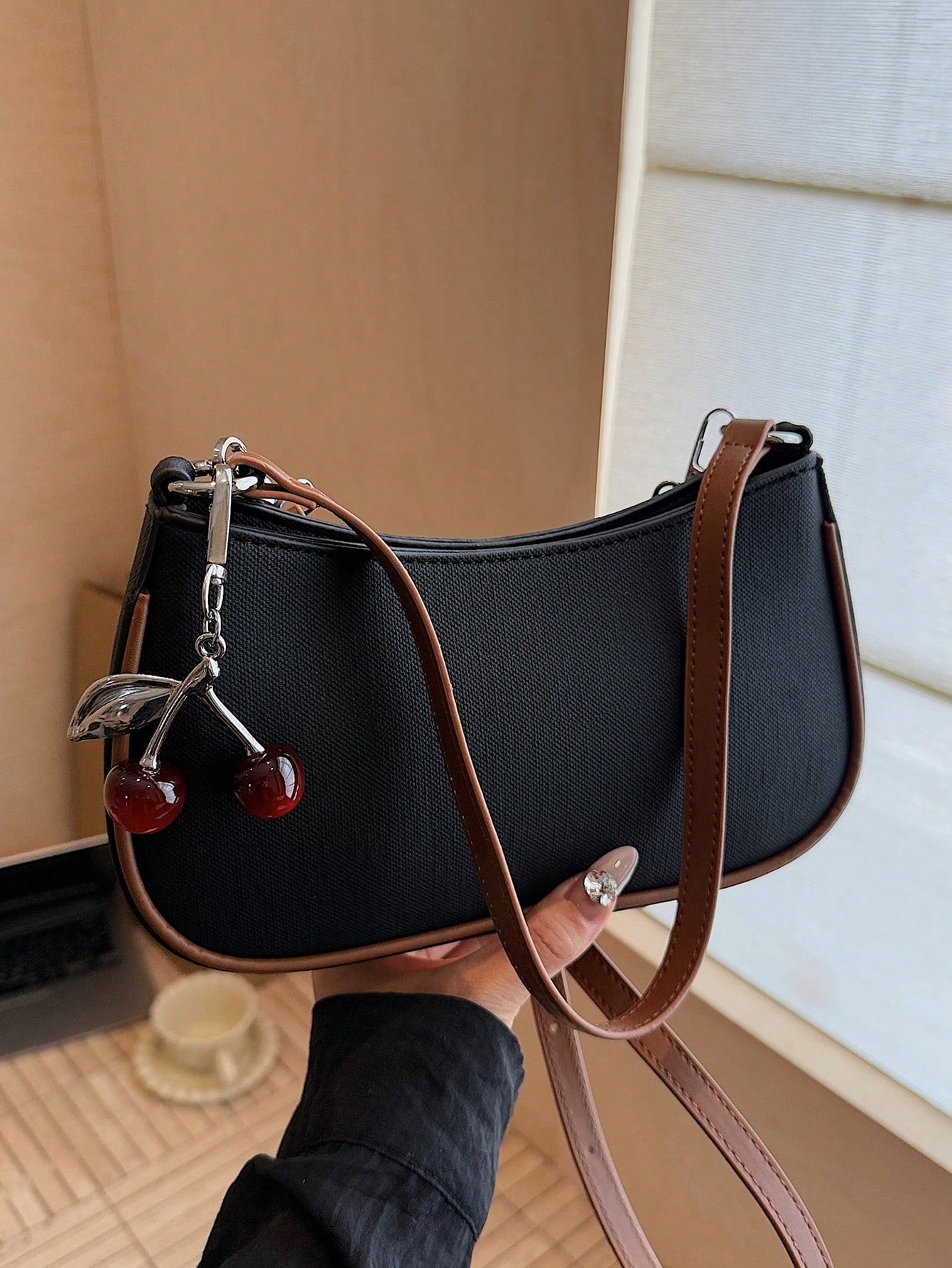 1pc Solid Color PU Leather Shoulder Bag For Women, Versatile Crossbody Bag For Commuting, Adjustable Shoulder Strap