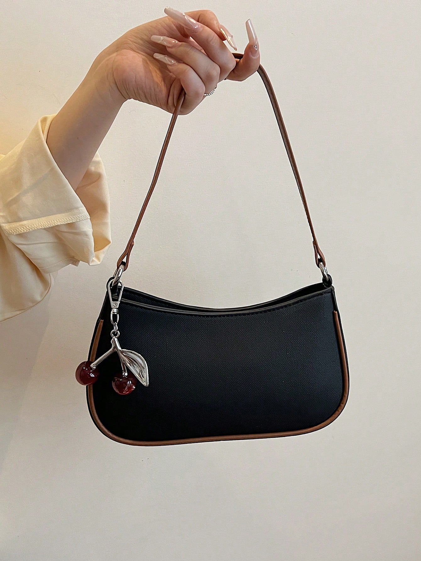 1pc Solid Color PU Leather Shoulder Bag For Women, Versatile Crossbody Bag For Commuting, Adjustable Shoulder Strap