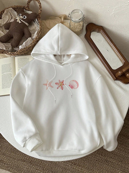 SHEIN EZwear New York Camo Tree Branch Casual Oversized Women Thick Hoodie Sweatshirt,Long Sleeve Tops Back To School Fall And Winter Clothing Autumn And Winter