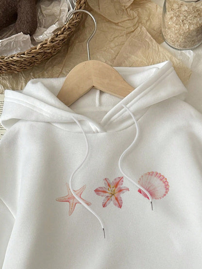 SHEIN EZwear New York Camo Tree Branch Casual Oversized Women Thick Hoodie Sweatshirt,Long Sleeve Tops Back To School Fall And Winter Clothing Autumn And Winter