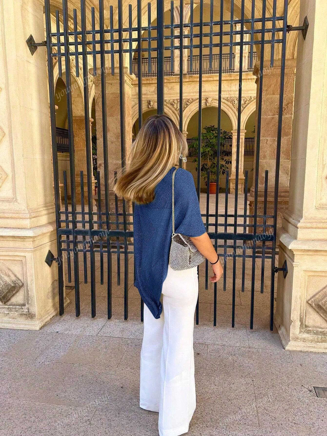 Fashionable & Elegant Loose Knit Cardigan Shawl, Women, Oversized Fit, Lightweight, Stylish, Suitable For Spring/Summer Everyday, Casual Travel, Beach