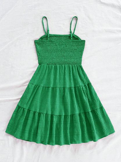 Soleia WYWH Women Spring Break Solid Ruffle Hem Cami Blue Dress,Summer Dresses For Women