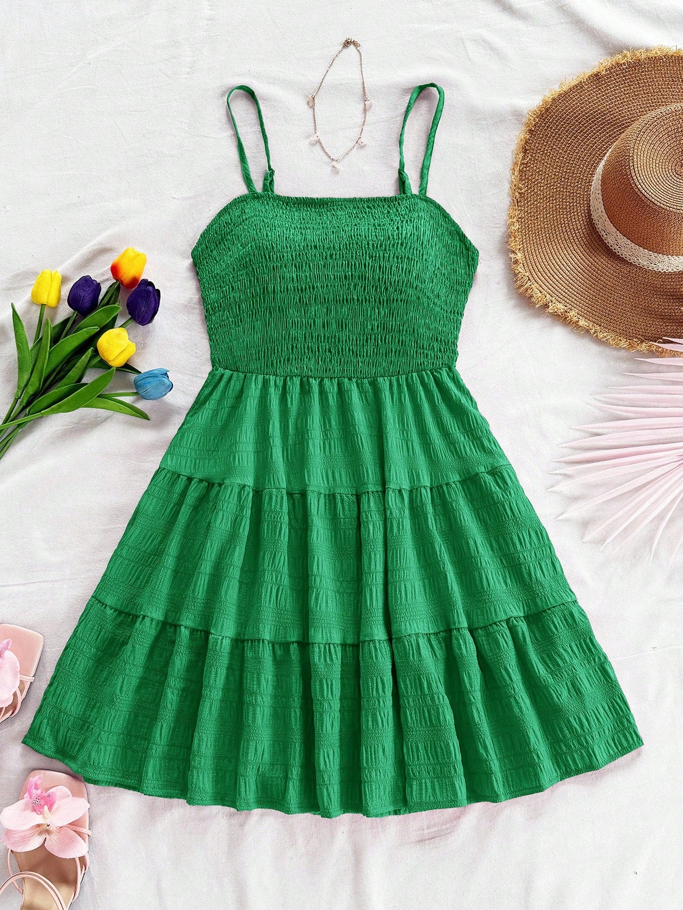 Soleia WYWH Women Spring Break Solid Ruffle Hem Cami Blue Dress,Summer Dresses For Women