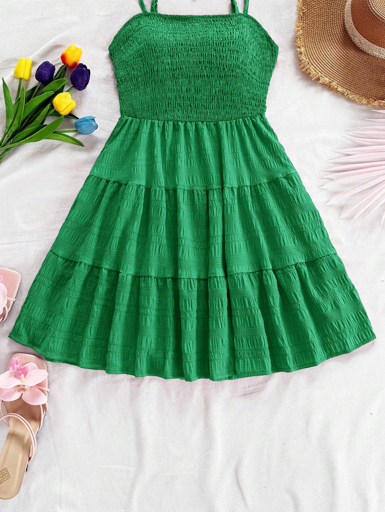 Soleia WYWH Women Spring Break Solid Ruffle Hem Cami Blue Dress,Summer Dresses For Women