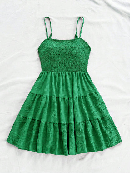 Soleia WYWH Women Spring Break Solid Ruffle Hem Cami Blue Dress,Summer Dresses For Women