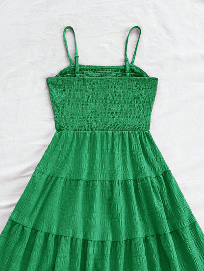 Soleia WYWH Women Spring Break Solid Ruffle Hem Cami Blue Dress,Summer Dresses For Women