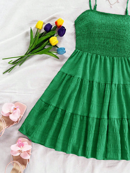 Soleia WYWH Women Spring Break Solid Ruffle Hem Cami Blue Dress,Summer Dresses For Women