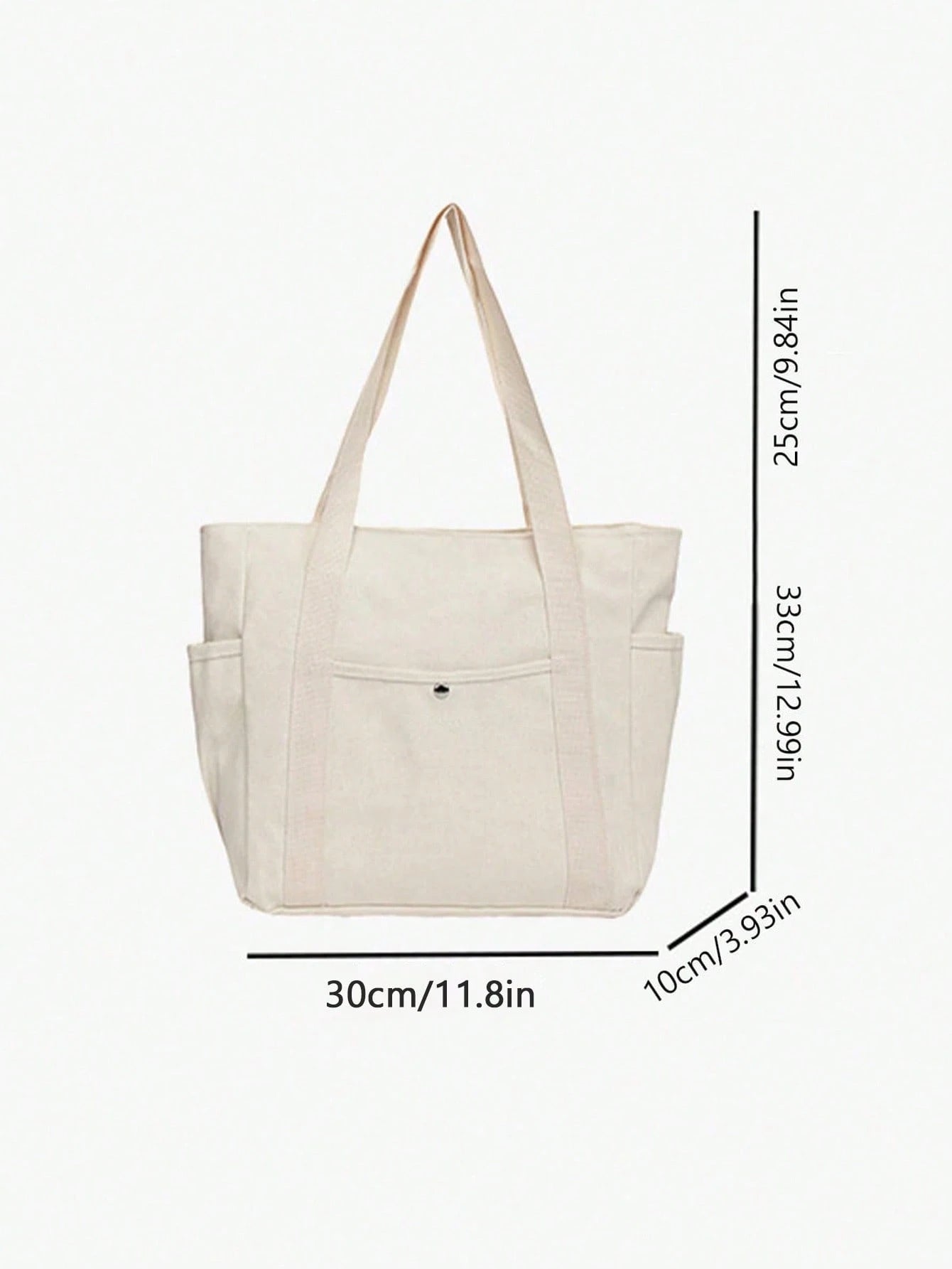 SHEIN X Milania Multi Pocket Tote Bag For Women Canvas Bag With Handle Bag Large Capacity Purse Reusable Handbag, Canvas Tote Bag, Perfect For Daily Use And Travel, Tote Bags For Students, Multiple Compartments, Perfect For Beach