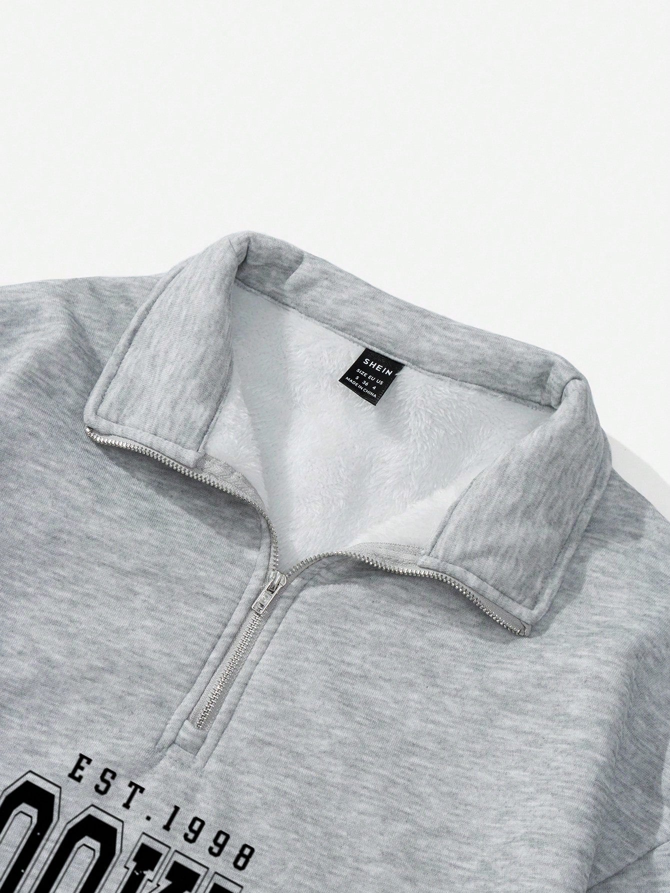 Attitoon Attitoon Retro American Campus Style Casual Oversized Unisex Women's Loose Half-Zip High Neck Fleece Hoodie, Suitable For Autumn/Winter