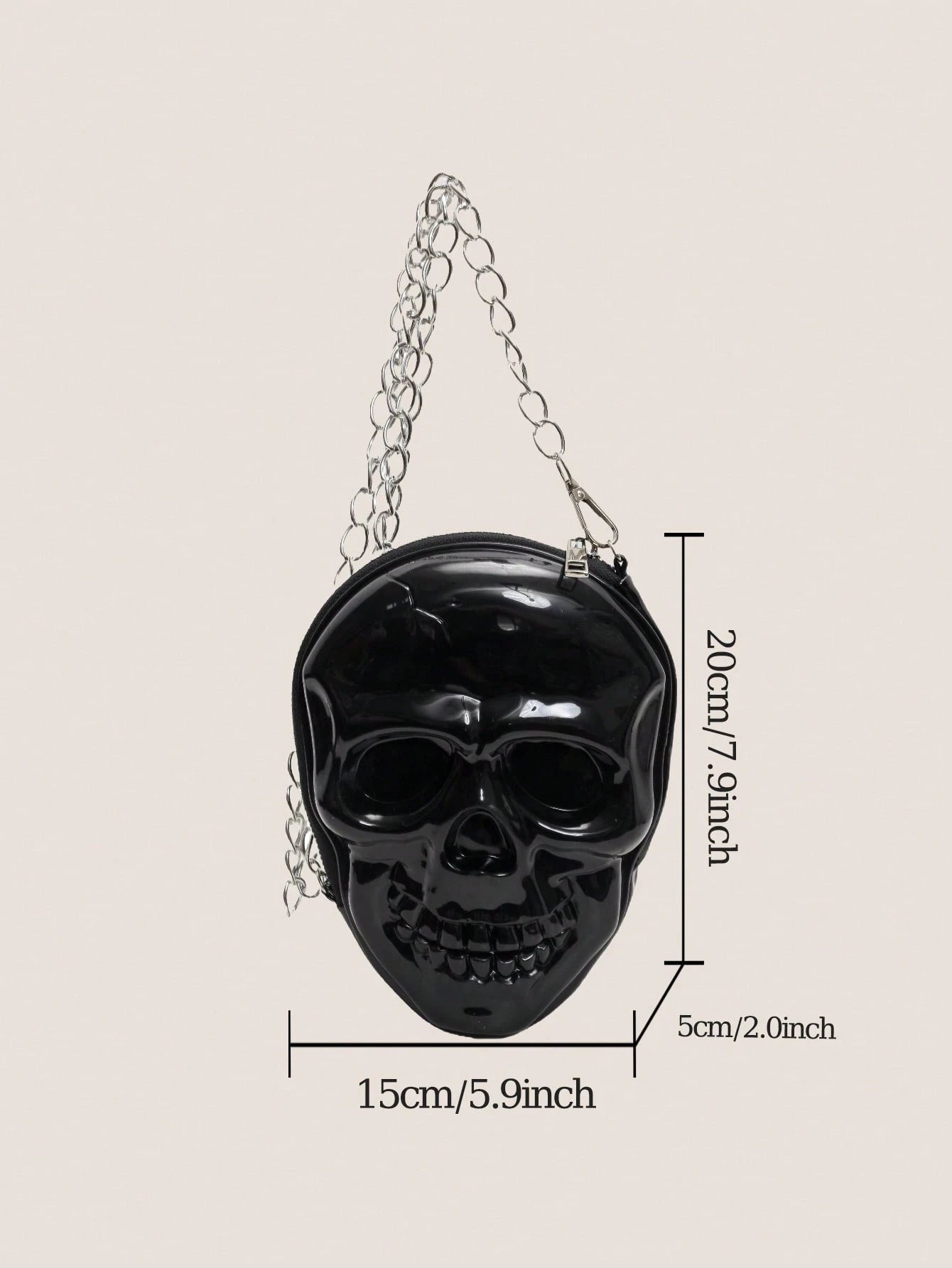 BAILEE 1 Pc Fashionable Personalized Punk Style And Cool Halloween Theme Solid Color Silicone Skull Bag With Zipper Closure And Metal Chain Design For Women's Crossbody Bag For Halloween Themed Party&Halloween Costume Matching&Halloween Gift