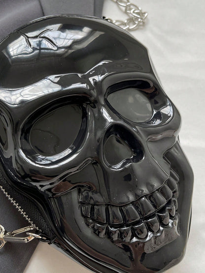 BAILEE 1 Pc Fashionable Personalized Punk Style And Cool Halloween Theme Solid Color Silicone Skull Bag With Zipper Closure And Metal Chain Design For Women's Crossbody Bag For Halloween Themed Party&Halloween Costume Matching&Halloween Gift