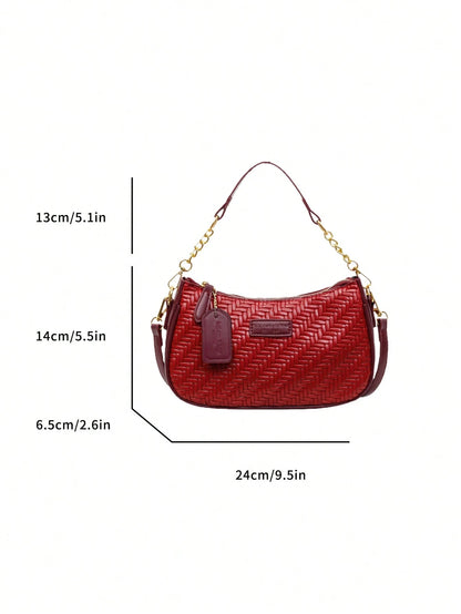1pc Solid Color PU Leather Shoulder Bag For Women, Versatile Crossbody Bag For Commuting, Adjustable Shoulder Strap