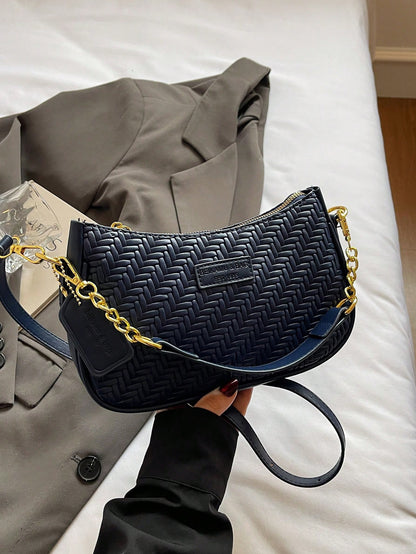 1pc Solid Color PU Leather Shoulder Bag For Women, Versatile Crossbody Bag For Commuting, Adjustable Shoulder Strap