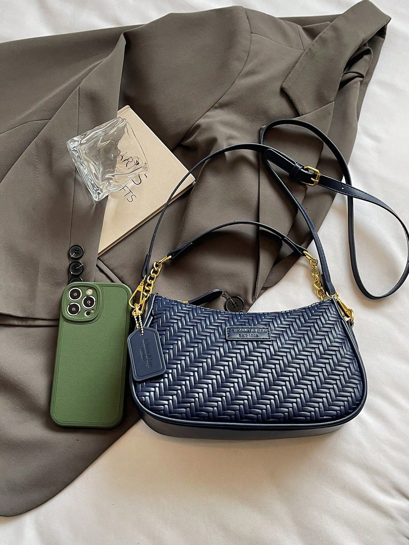 1pc Solid Color PU Leather Shoulder Bag For Women, Versatile Crossbody Bag For Commuting, Adjustable Shoulder Strap