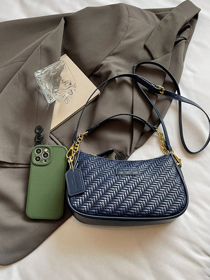 1pc Solid Color PU Leather Shoulder Bag For Women, Versatile Crossbody Bag For Commuting, Adjustable Shoulder Strap