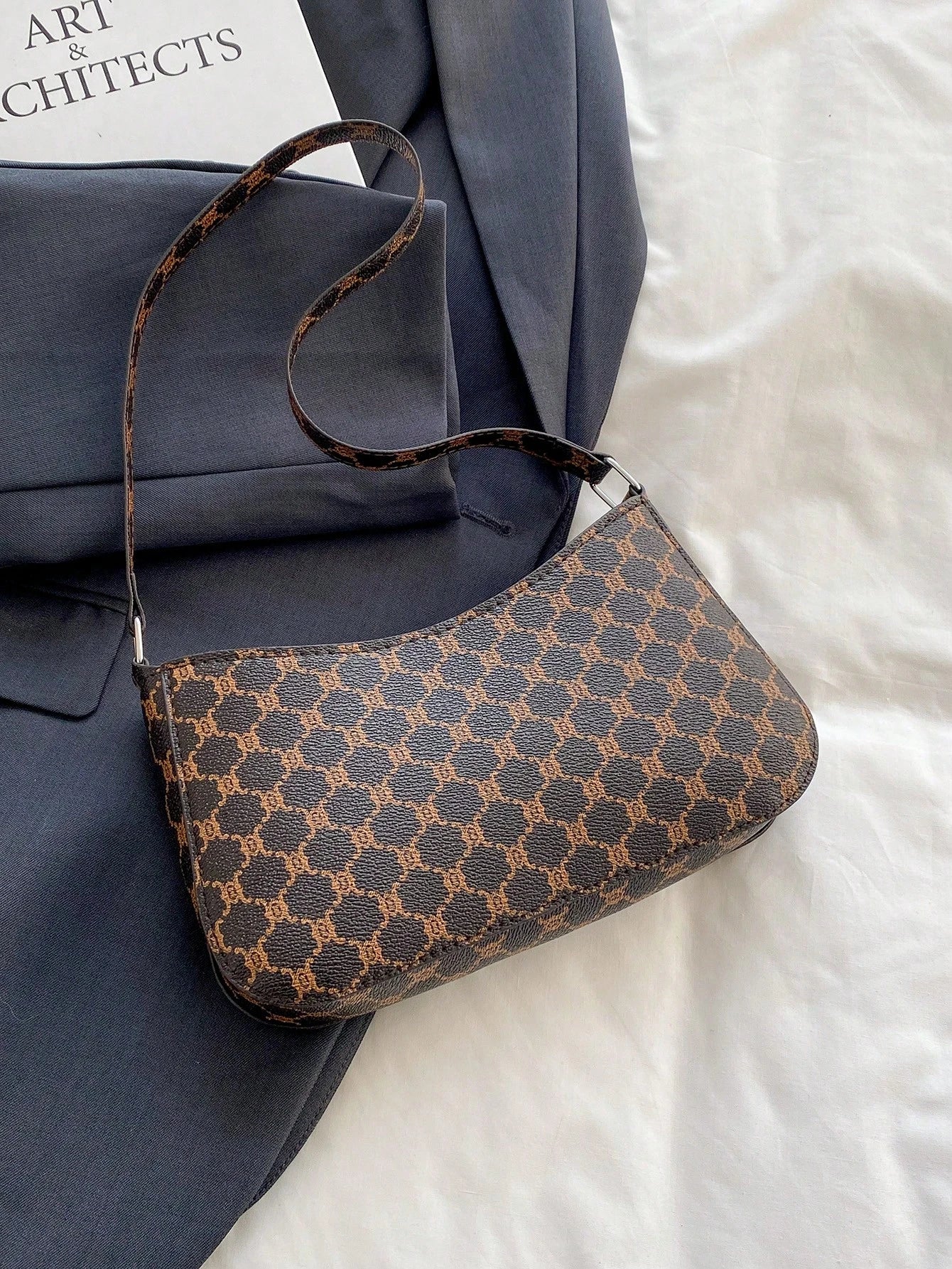 Elegant Crescent-Shaped Underarm Shoulder Bag For Women, Chic Casual Fashion, Solid Color Underarm Bag