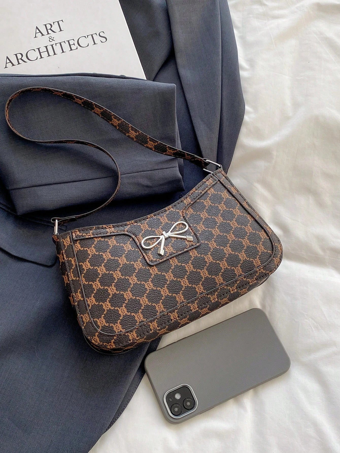 Elegant Crescent-Shaped Underarm Shoulder Bag For Women, Chic Casual Fashion, Solid Color Underarm Bag