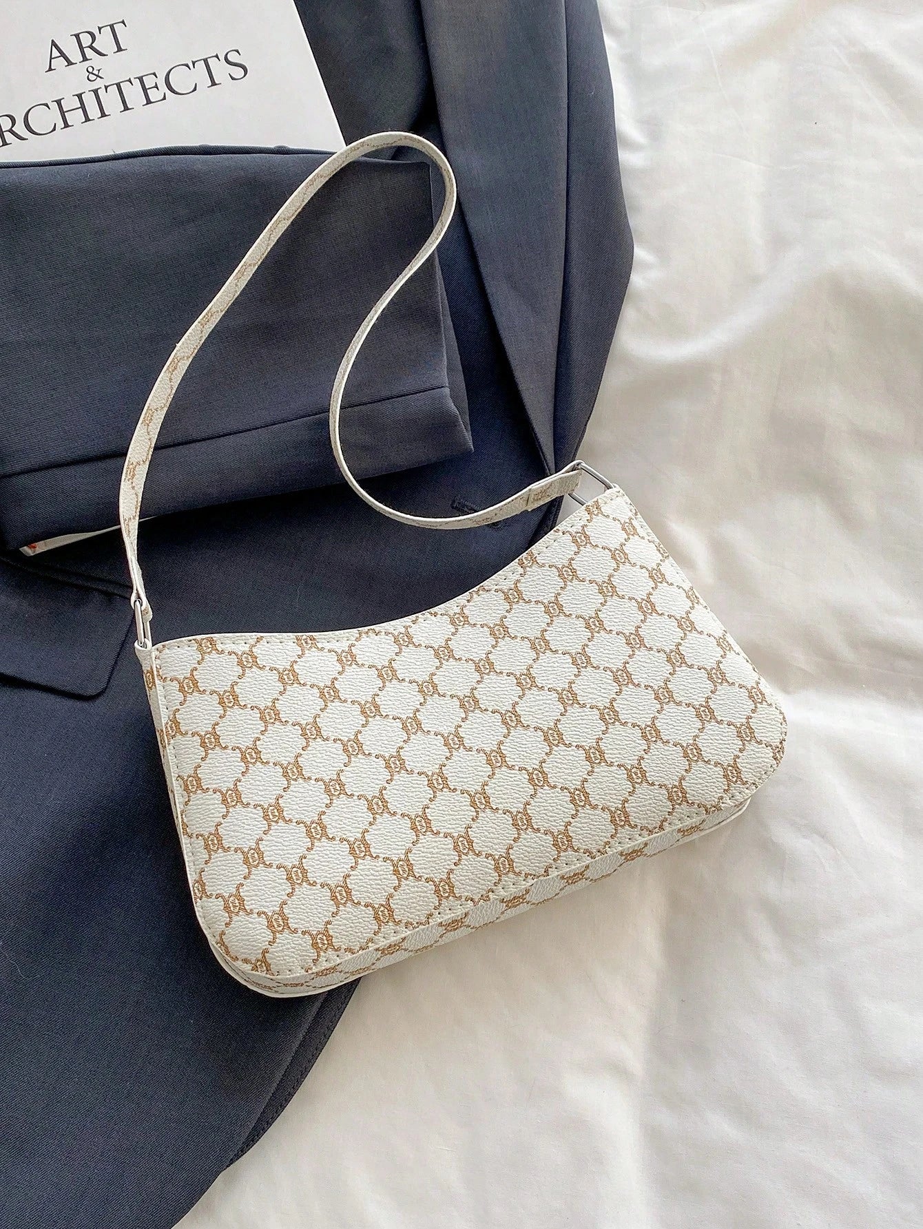 Elegant Crescent-Shaped Underarm Shoulder Bag For Women, Chic Casual Fashion, Solid Color Underarm Bag