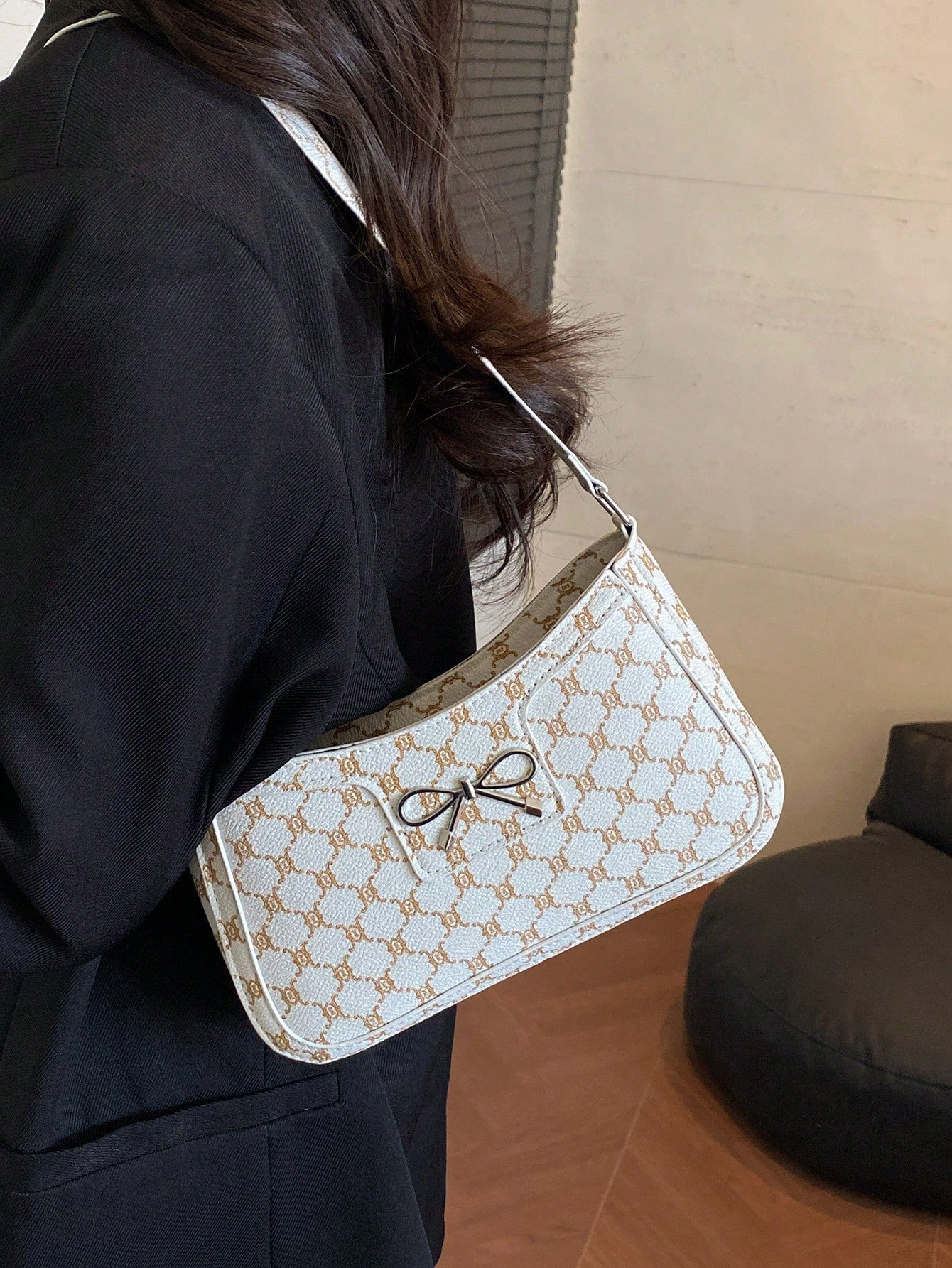 Elegant Crescent-Shaped Underarm Shoulder Bag For Women, Chic Casual Fashion, Solid Color Underarm Bag