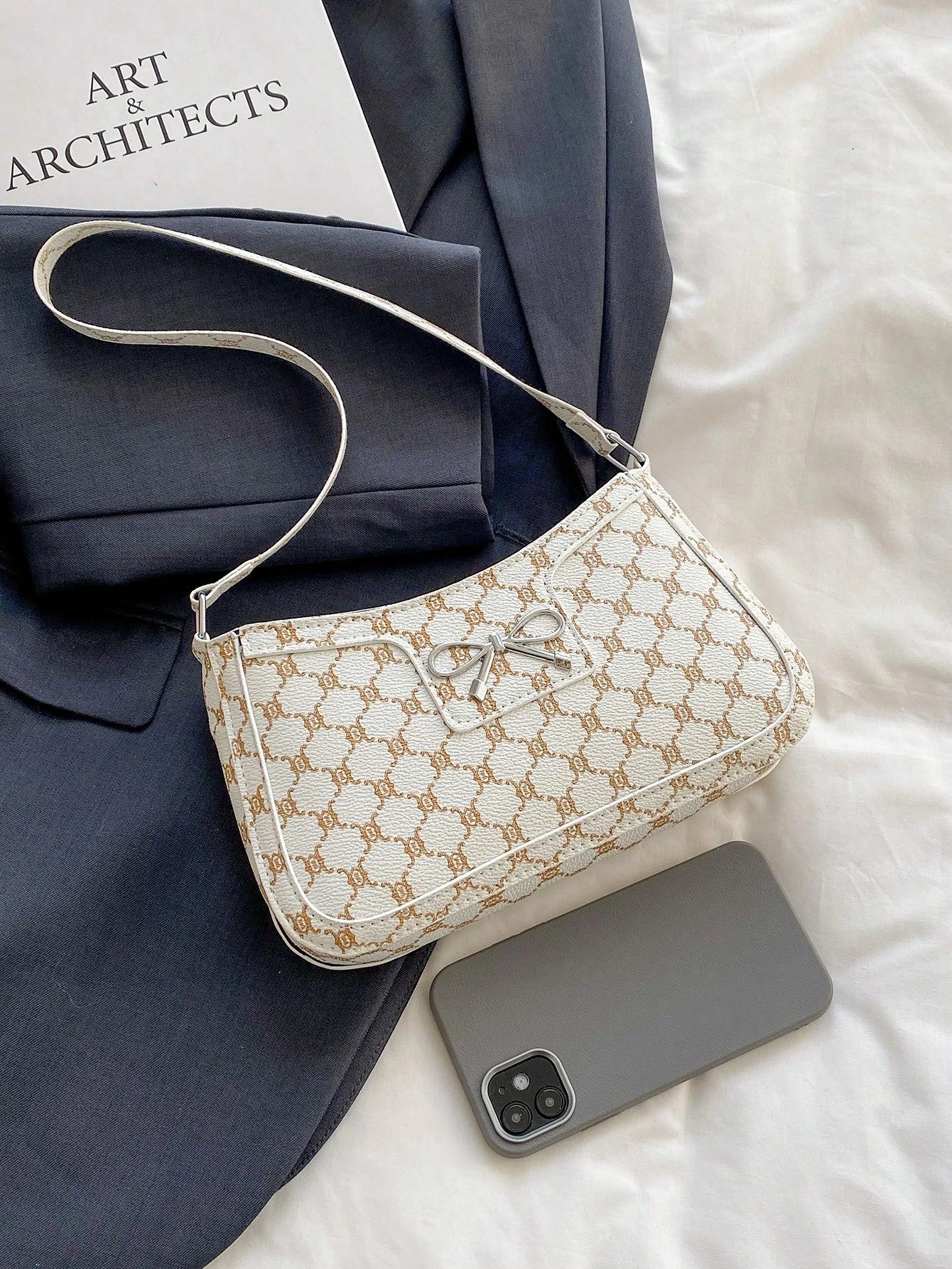 Elegant Crescent-Shaped Underarm Shoulder Bag For Women, Chic Casual Fashion, Solid Color Underarm Bag