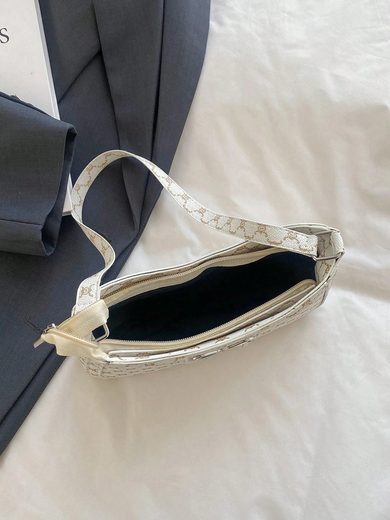 Elegant Crescent-Shaped Underarm Shoulder Bag For Women, Chic Casual Fashion, Solid Color Underarm Bag