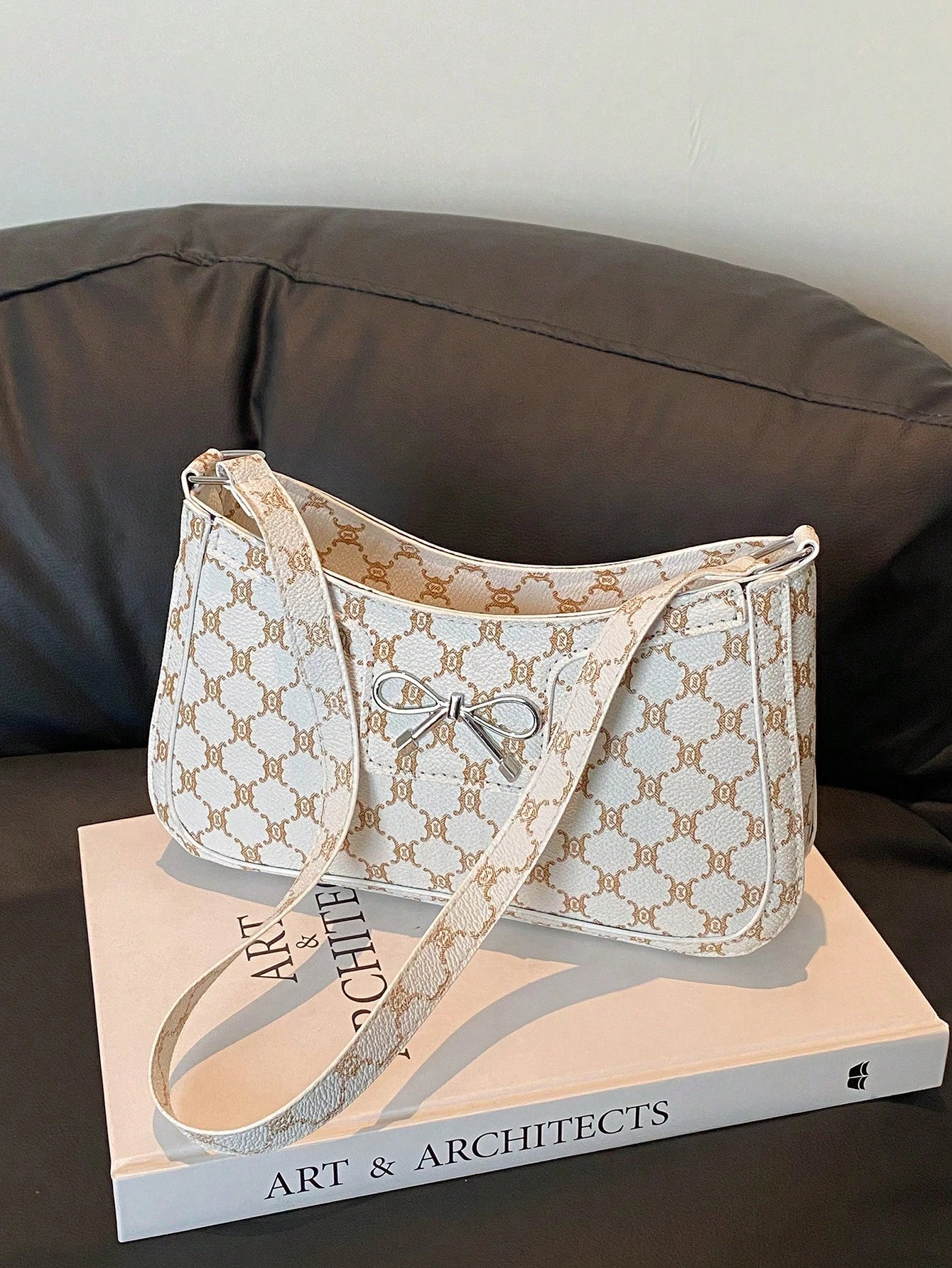 Elegant Crescent-Shaped Underarm Shoulder Bag For Women, Chic Casual Fashion, Solid Color Underarm Bag