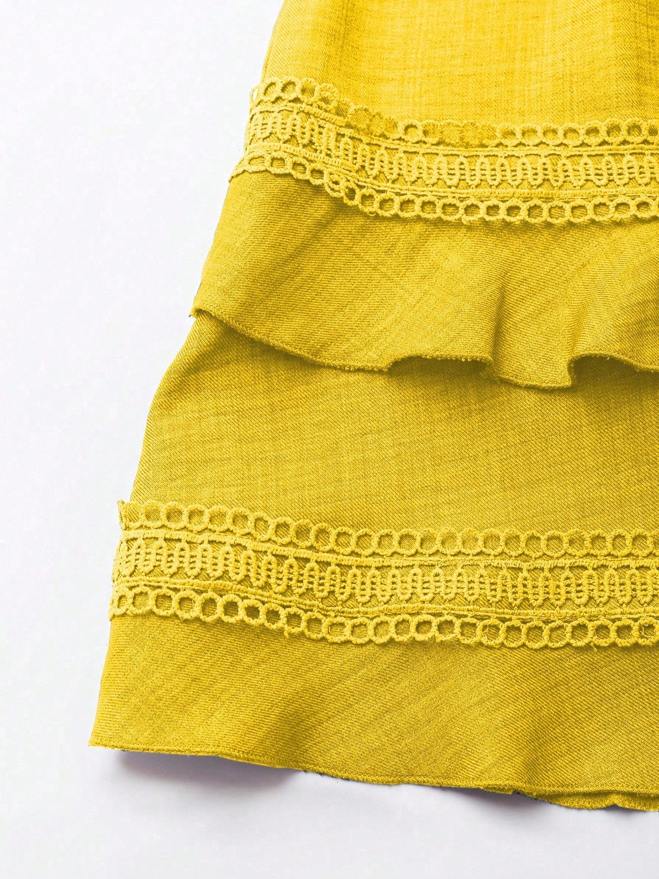 SHEIN Clasi Women's Solid Color Lace Trim Puff Sleeve Mini Dress, Summer