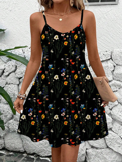 EMERY ROSE Women's Casual Tie-Dye Camisole Dress For Vacation,Sun Dress